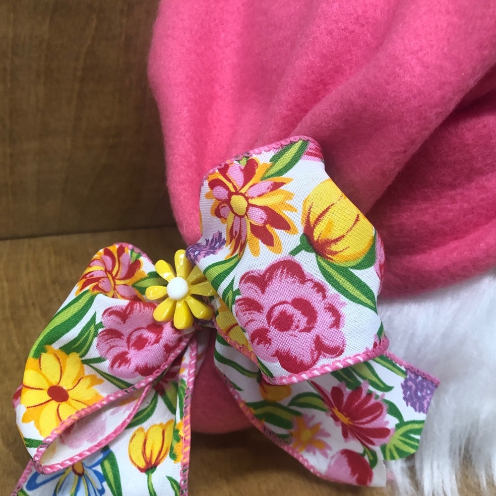 Pink Floral Gnome Pretty Flowers Pink Yellow Babe Cave Easter Summertime Gift - Picture 3 of 5